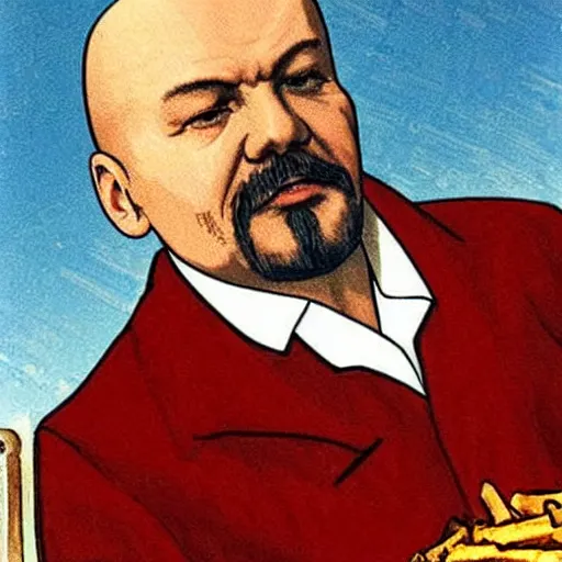 Prompt: lenin smokes french fries