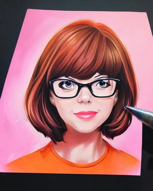 Image similar to a portrait of Velma Dinkley in the style of artgerm