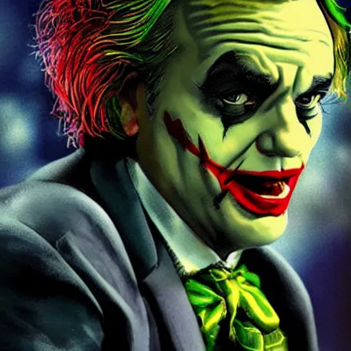 Image similar to bill murray as the joker in batman, promotional art, movie poster