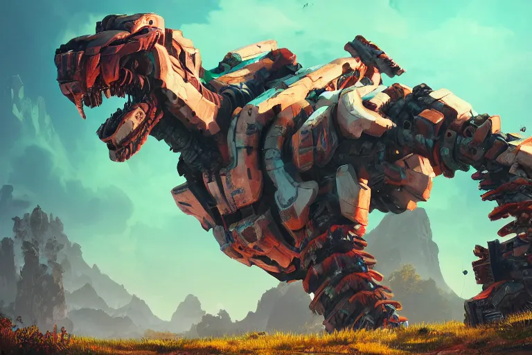 Image similar to tremortusk machine mecanical creature robot of horizon forbidden west horizon zero dawn bioluminiscence global illumination ray tracing hdr fanart arstation by ian pesty and alena aenami artworks in 4 k