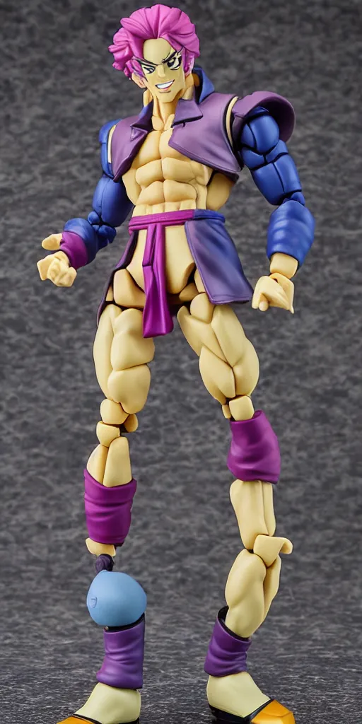 Prompt: bootleg toy of jojo bizarre adventure figure secondhand, cursed photography