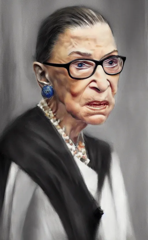 Image similar to ruth bader ginsburg wearing rick owens by zhaoming wu, nick alm