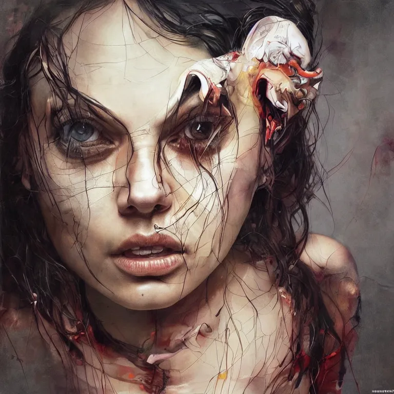 Image similar to mila kunis, adrian ghenie, 3 d render, esao andrews, jenny saville, surrealism, dark art by james jean, ross tran