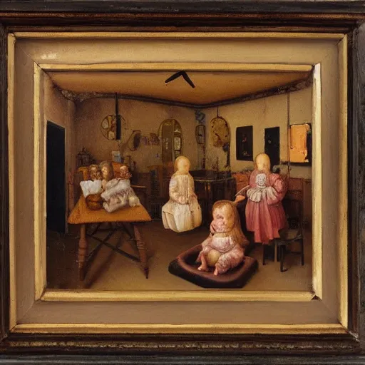 Prompt: doll hospital, oil painting by da vinci