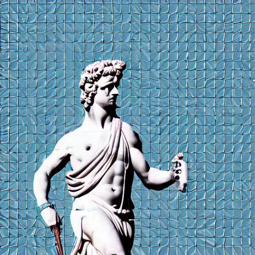 Roman statue in vaporwave style, geometric vector, Stable Diffusion