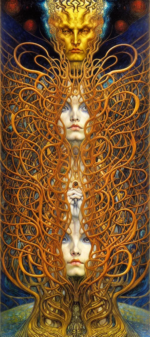 Image similar to Divine Chaos Engine by Karol Bak, Jean Delville, William Blake, Gustav Klimt, and Vincent Van Gogh, symbolist, visionary