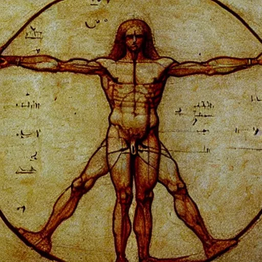 Image similar to Vitruvian Man Drawing by Leonardo da Vinci as hieroglyph in egypt