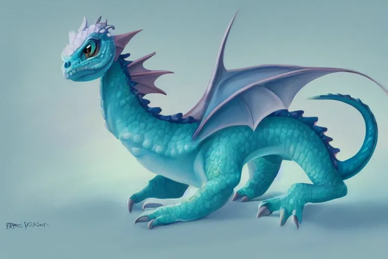 Prompt: full body digital illustration of a pastel baby dragon by randy Vargas, studio lighting, concept art, matte background, deviantArt, artstation