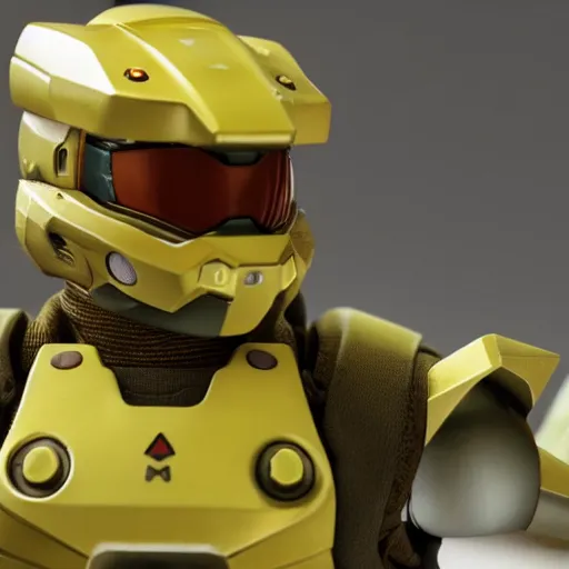 Image similar to a videogame still of master chief as pikachu, portrait, 4 0 mm lens, shallow depth of field, close up, split lighting, cinematic