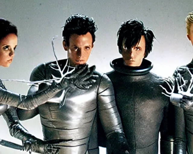 Prompt: Fantastic Four Thing and Edward Scissorhands playing roshambo