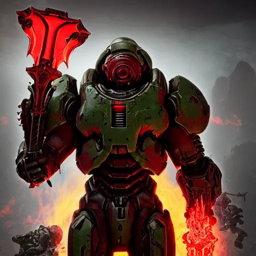 Image similar to doom slayer from doom eternal, photography