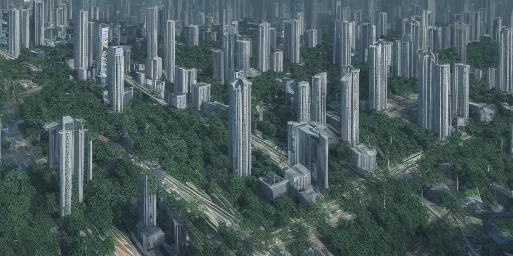 Prompt: Guangzhou city in forest, digital art, unreal engine 5, high resolution, 4k, realistic