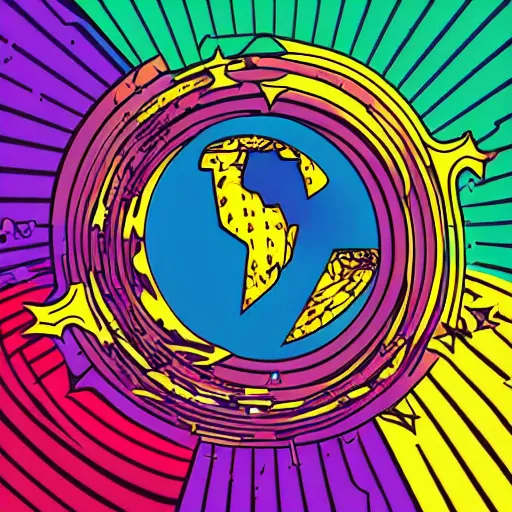 Image similar to 2 planet collapse particle fusion element macro cosmic art by butcher billy, sticker, colorful, illustration, highly detailed, simple, smooth and clean vector curves, no jagged lines, vector art, smooth andy warhol style