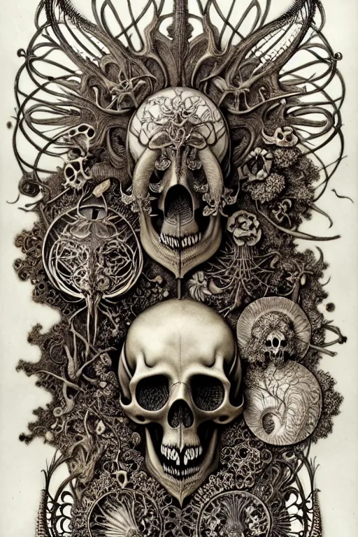 Image similar to art forms of nature by ernst haeckel, memento mori by arthur rackham, ornate antique porcelain beautiful skull mask, ultrasharp, photorealistic, hyperdetailed, octane render, polished, art nouveau, neo - gothic, gothic, intricate ornamental organic filigree, art nouveau botanicals, art forms of nature by ernst haeckel, horizontal symmetry, symbolist, visionary