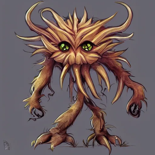 Prompt: A fierce plant monster with amber eyes, trending on art station