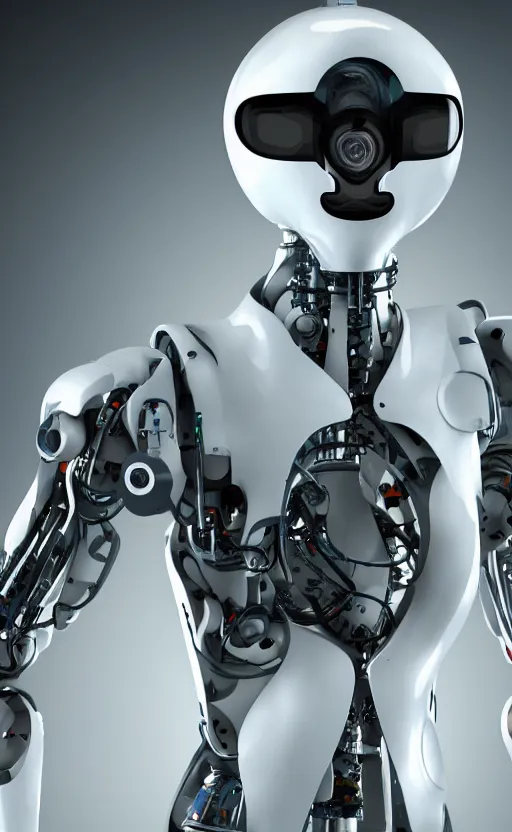 Image similar to sci - fi, human - robot concept in laboratory of crazy scientific, high definition, biorobot