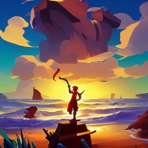 Image similar to painting treasure on sea of thieves game smooth median photoshop filter cutout vector, behance hd by jesper ejsing, by rhads, makoto shinkai and lois van baarle, ilya kuvshinov, rossdraws global illumination