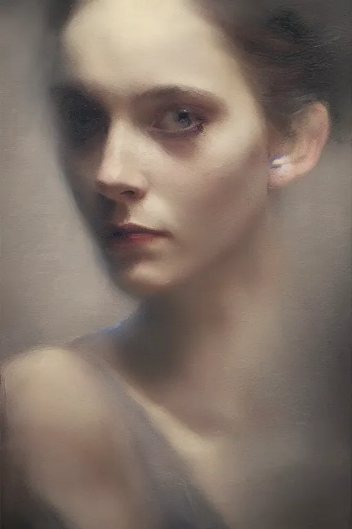 Image similar to detailed cinematic moody colors studio portrait of the memories of a victorian lady with a sensual pose, high quality by jeremy mann, only one head single portrait