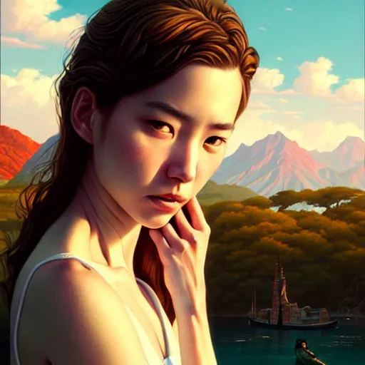 Prompt: a beautiful scenic painting by artgerm and wlop and wes anderson and spike jonze