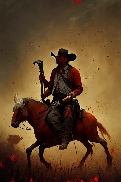 Image similar to hieronymus bosch, greg rutkowski, anna podedworna, painting of red dead redemption