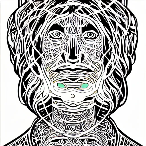 Image similar to Alex-Grey by Todd-MacFarlene, SVG, Vector sticker, flat colors, full-body, uncropped, white-space-surrounding-subject