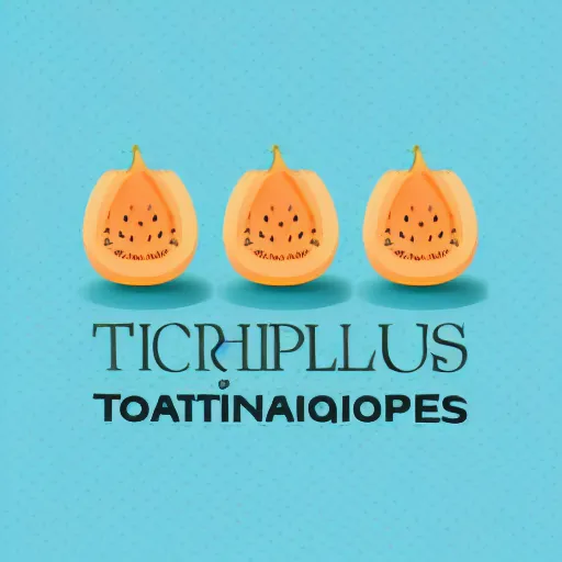 Image similar to a logo picturing three little cantaloupes, with differing emotions, with devil tails and horns, in flat design, on a white background,