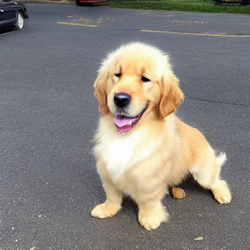 Image similar to a golden retriever that looks like tom cruise wearing a suit