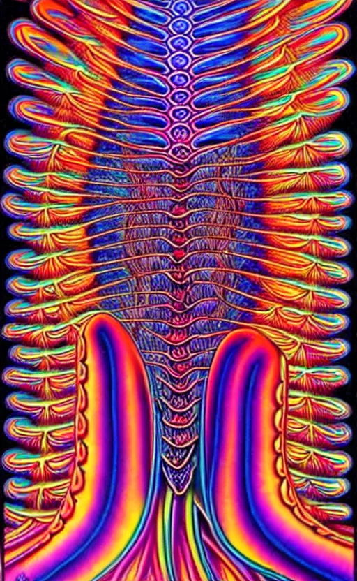 Prompt: trippy psychedelic mushrooms by alex grey