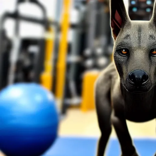 Prompt: ultrarealistic photo of anubis at the gym