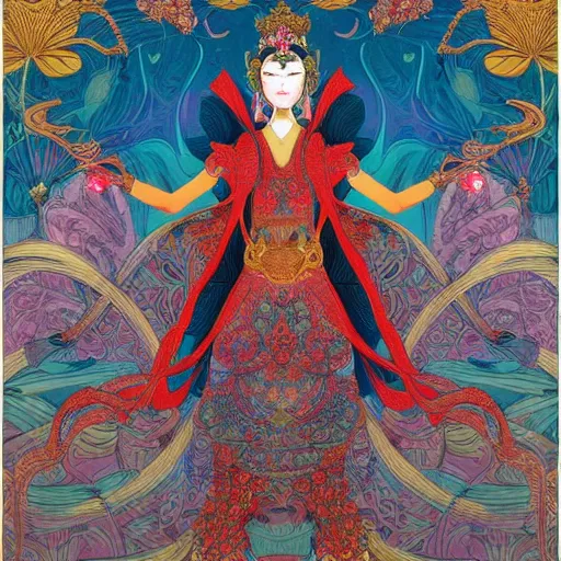 Image similar to juggle Gilded lotus princess oriental, james jean