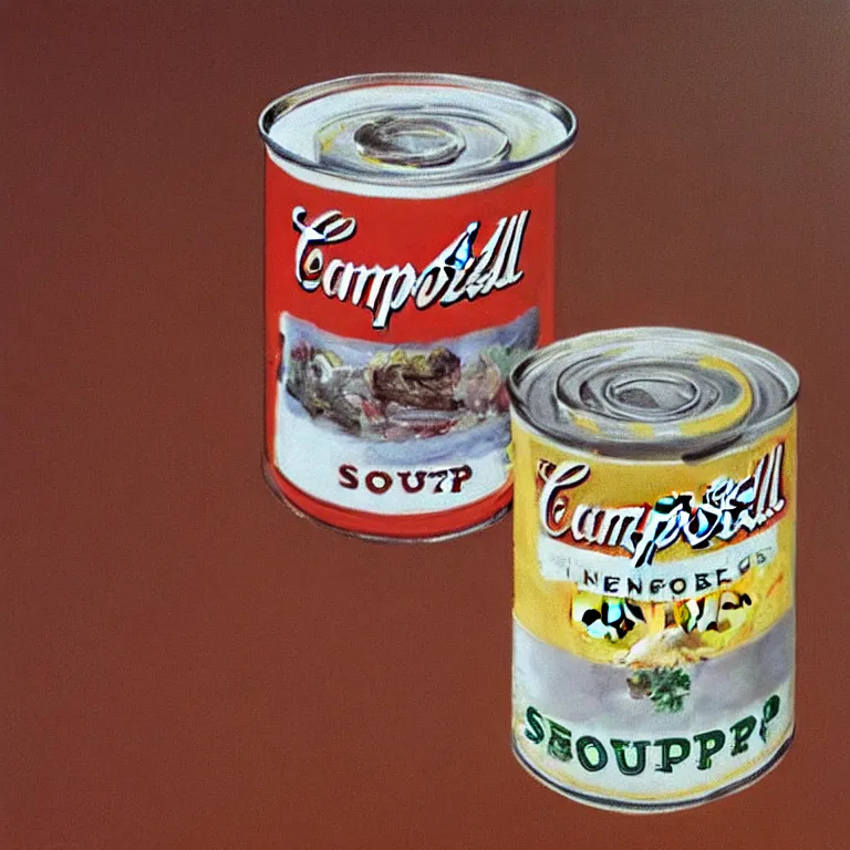Prompt: Hyperrealistic photograph of a single Campbell's soup can, very realistic