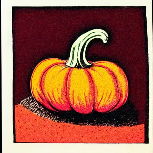 Image similar to a vintage risograph of a pumpkin