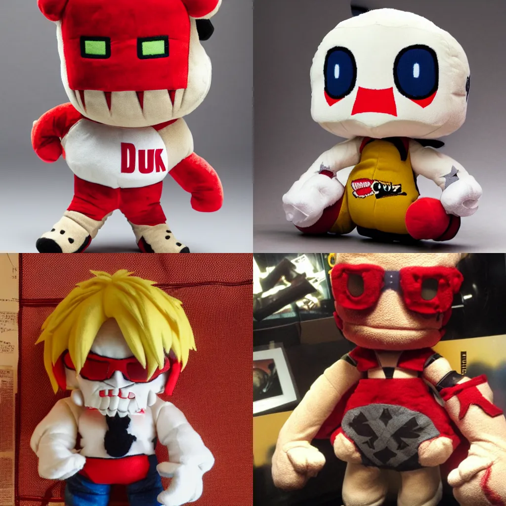 Prompt: fumo plush of duke nukem