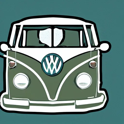 Image similar to illustration of jerry garcia (driving a Volkswagen bus) and waving