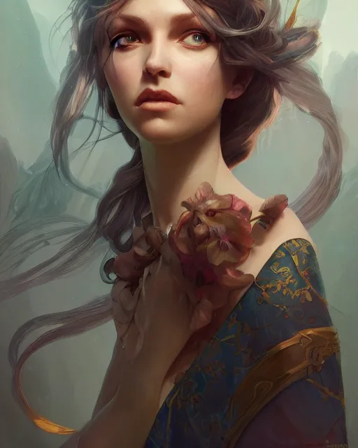 Image similar to aurora, child of sorrow, highly detailed, digital painting, artstation, concept art, smooth, sharp focus, illustration, Unreal Engine 5, 8K, art by artgerm and greg rutkowski and alphonse mucha