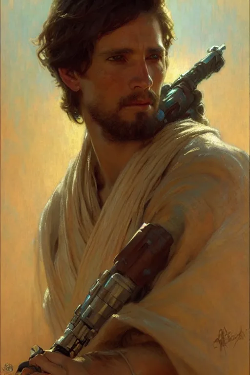 Image similar to attractive man, star wars, painting by gaston bussiere, craig mullins, greg rutkowski, alphonse mucha