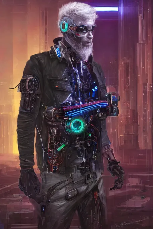 Prompt: manfred clynes as a cyberpunk cyborg