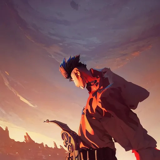 Image similar to hero world trigun, behance hd by jesper ejsing, by rhads, makoto shinkai and lois van baarle, ilya kuvshinov, rossdraws global illumination