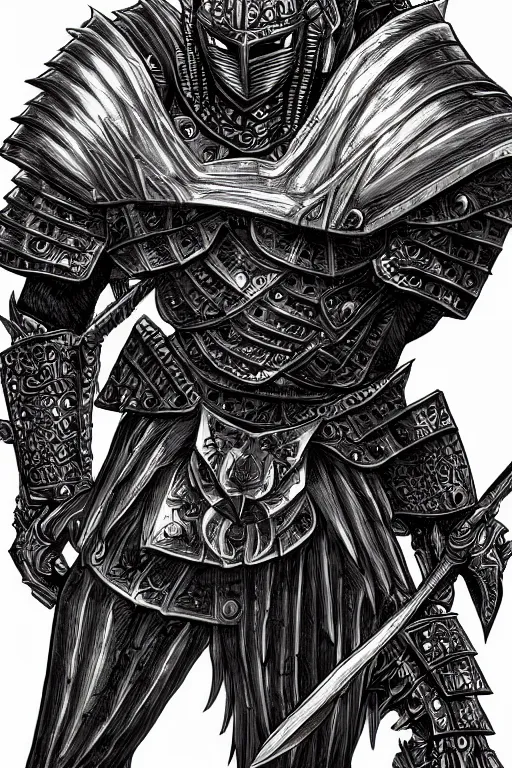 Image similar to armoured warrior, symmetrical, highly detailed, digital art, rose thorn themed armour, sharp focus, trending on art station, kentaro miura manga art style