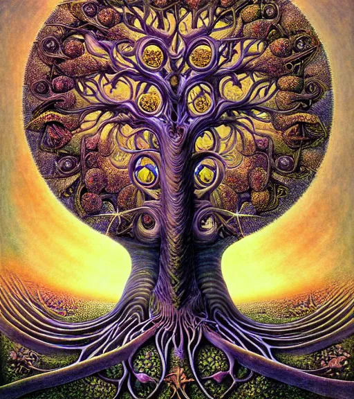 Image similar to tree of life by roger dean and andrew ferez, art forms of nature by ernst haeckel, divine chaos engine, symbolist, visionary, art nouveau, botanical fractal structures, organic, detailed, realistic, surreality