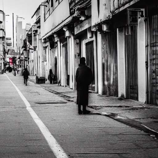 Image similar to A photography of loneliness on the city street