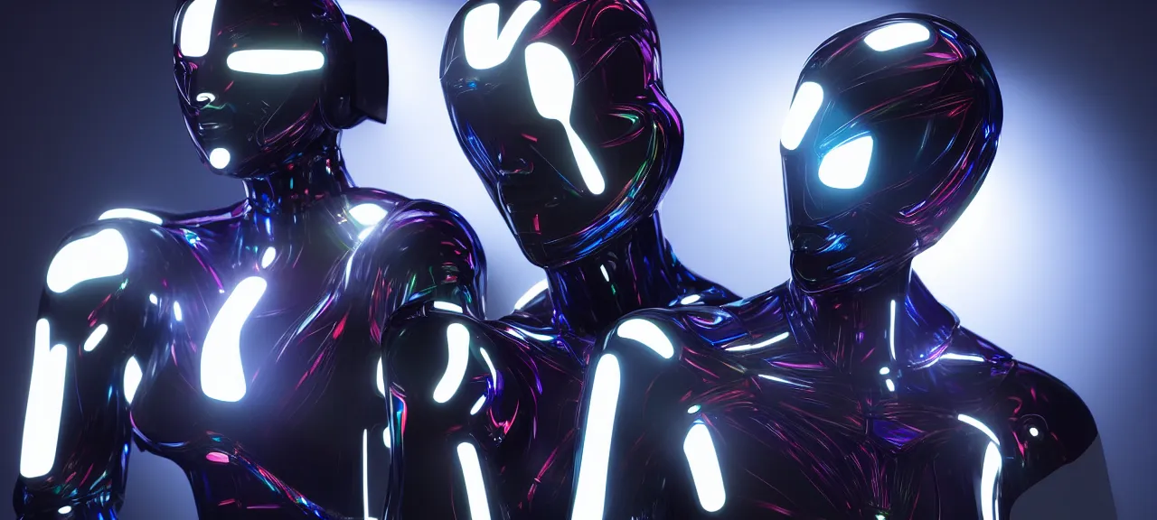 Prompt: beauty, colored humanoid cybersuits, ultrarealistic, dramatic lighting, accurate, photorealism, vivid colors, ultrarealistic, beautiful lighting