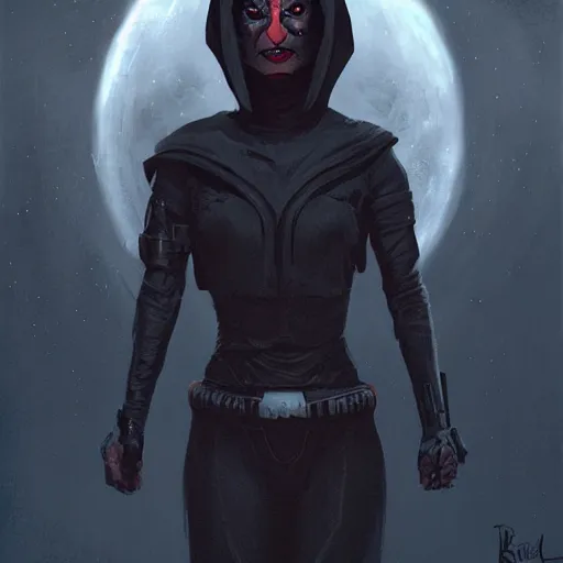 Image similar to portrait of a Darth Talon by Greg Rutkowski, she is about 20 years old, wearing black sith uniform, Star Wars Expanded Universe, highly detailed portrait, digital painting, artstation, concept art, smooth, sharp foccus ilustration, Artstation HQ