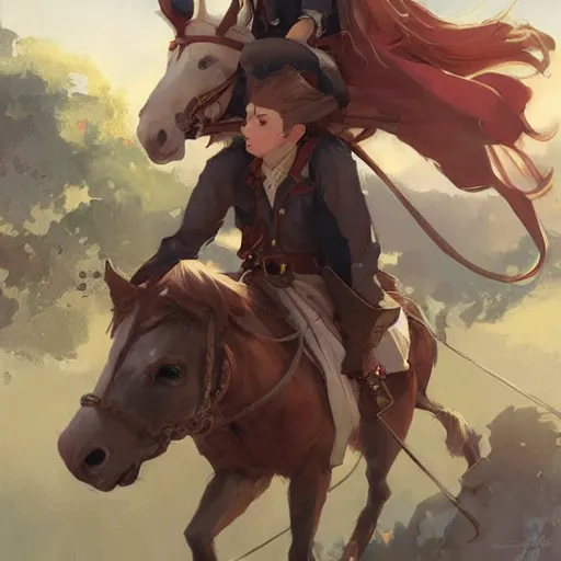 Image similar to a group of people riding on the backs of horses, a storybook illustration by krenz cushart, pixiv contest winner, fantasy art, official art, concept art, storybook illustration. detailed masterpiece.