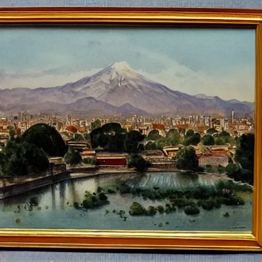 Image similar to watercolor painting of santiago de chile, 1 8 8 0