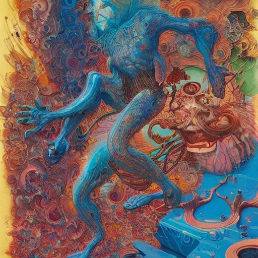 Image similar to art by james jean, moebius, lisa frank, alex grey, justin gerard, john berkey, beksinski, antoni gaudi