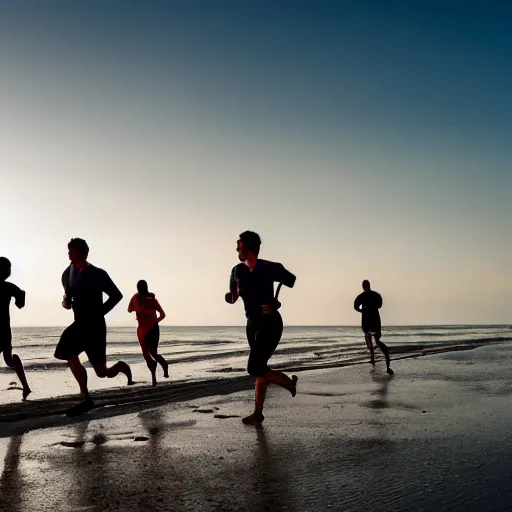 Image similar to people running on the beach in the morning