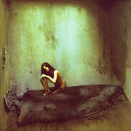 Image similar to room by Saudek and Beksinski