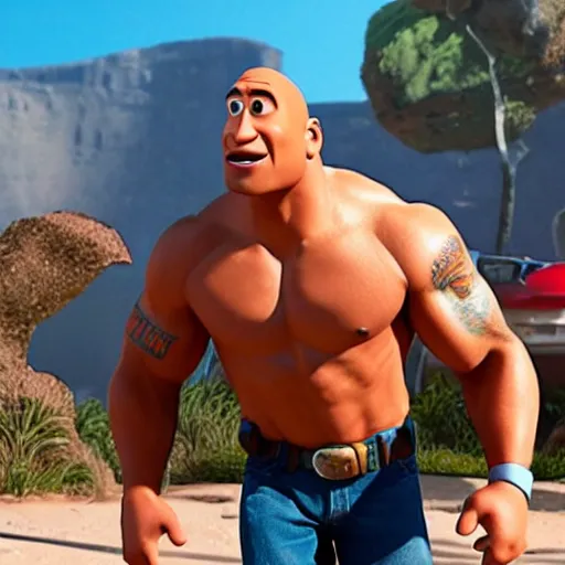 Prompt: Dwayne Johnson as a Pixar character