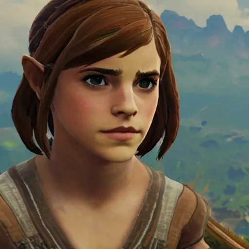 Image similar to emma watson screenshot from in Breath of the Wild